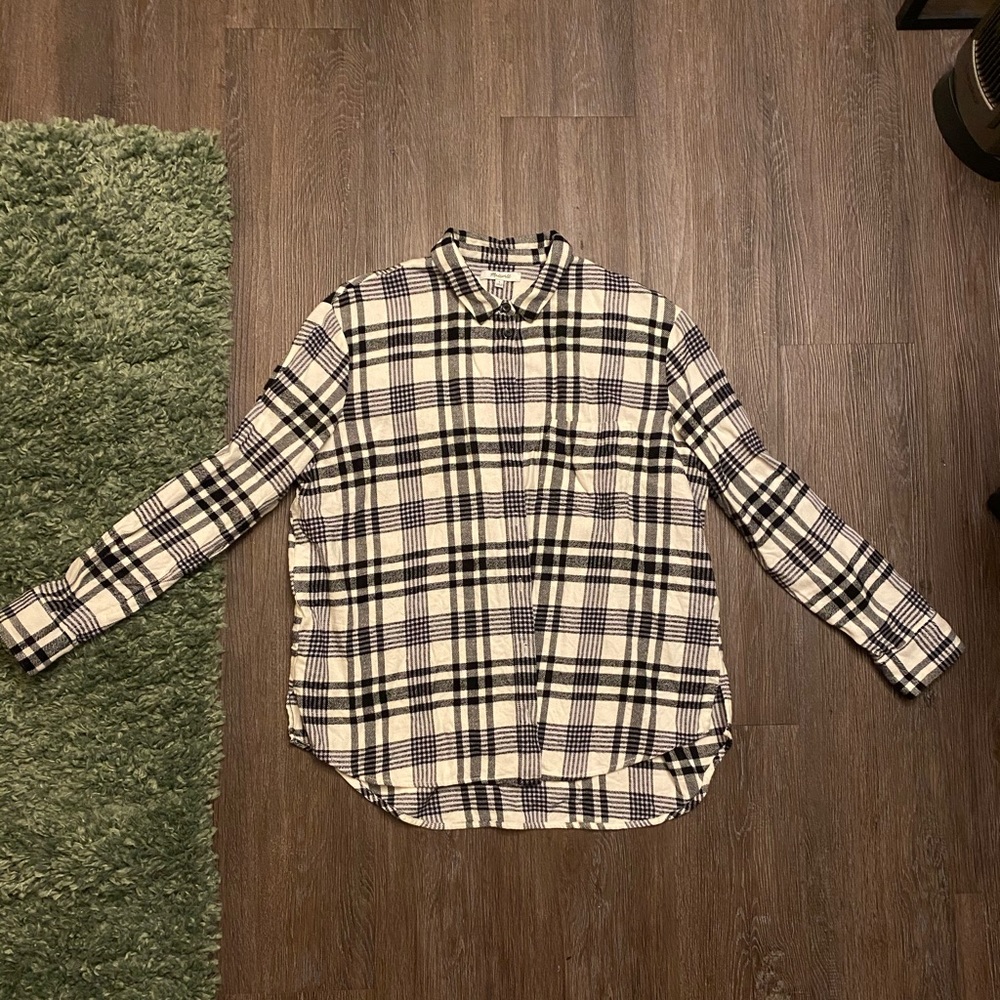 Madewell plaid flannel - size large - black/white